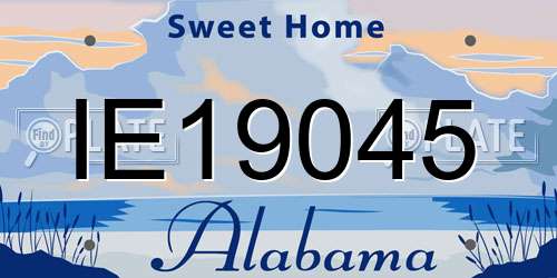 IE19045 Alabama License Plate