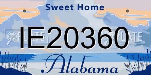 IE20360 Alabama License Plate
