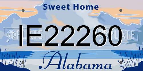 IE22260 Alabama License Plate
