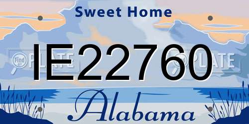 IE22760 Alabama License Plate