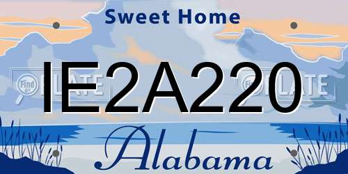 IE2A220 Alabama License Plate
