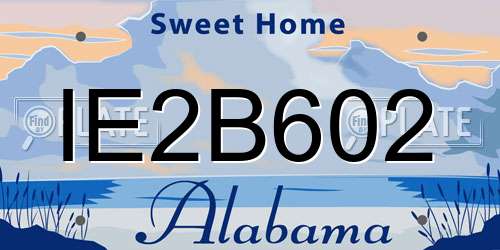 IE2B602 Alabama License Plate