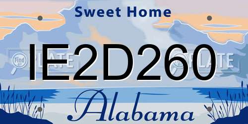 IE2D260 Alabama License Plate