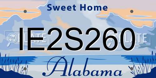 IE2S260 Alabama License Plate
