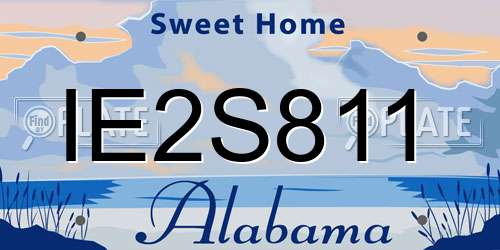 IE2S811 Alabama License Plate