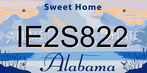 IE2S822 Alabama License Plate
