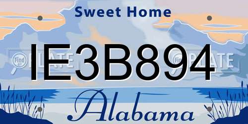 IE3B894 Alabama License Plate