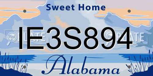 IE3S894 Alabama License Plate