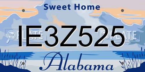 IE3Z525 Alabama License Plate