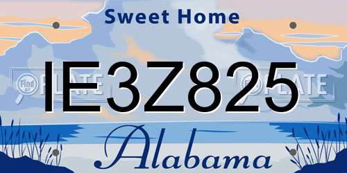 IE3Z825 Alabama License Plate