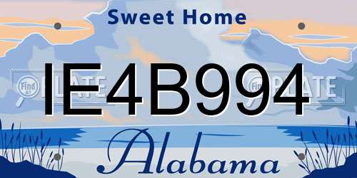 IE4B994 Alabama License Plate