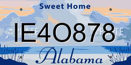 IE4O878 Alabama License Plate