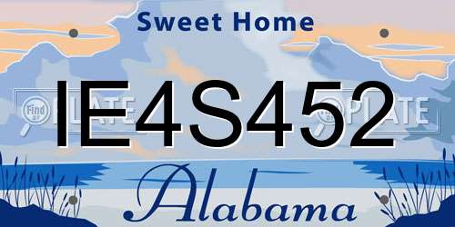 IE4S452 Alabama License Plate