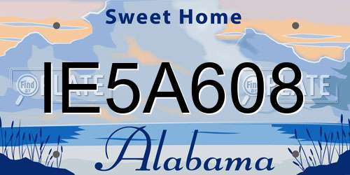 IE5A608 Alabama License Plate