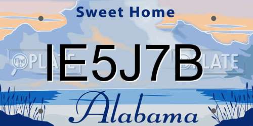 IE5J7B Alabama License Plate