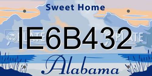 IE6B432 Alabama License Plate