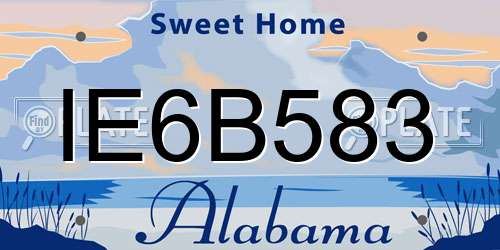 IE6B583 Alabama License Plate