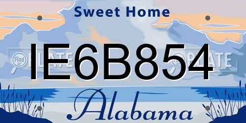 IE6B854 Alabama License Plate
