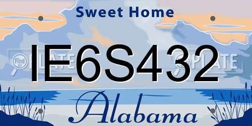 IE6S432 Alabama License Plate