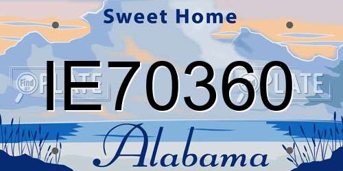 IE70360 Alabama License Plate
