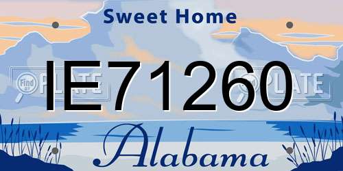 IE71260 Alabama License Plate