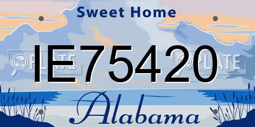 IE75420 Alabama License Plate