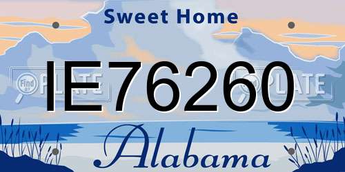 IE76260 Alabama License Plate