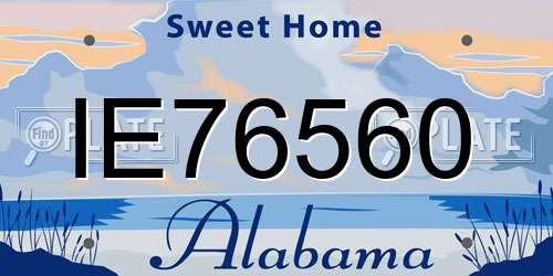 IE76560 Alabama License Plate