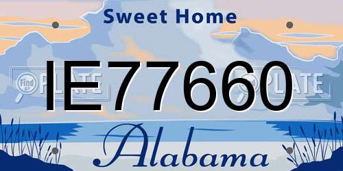 IE77660 Alabama License Plate