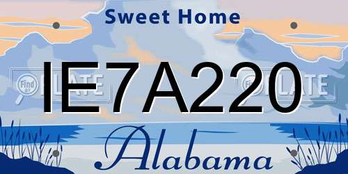 IE7A220 Alabama License Plate