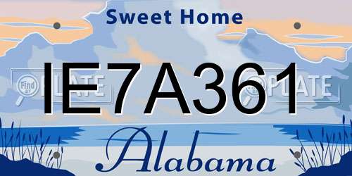 IE7A361 Alabama License Plate