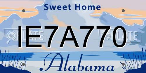 IE7A770 Alabama License Plate