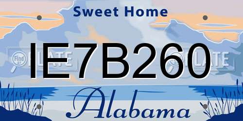 IE7B260 Alabama License Plate