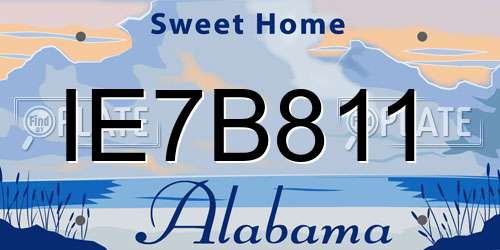 IE7B811 Alabama License Plate
