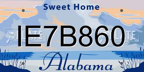 IE7B860 Alabama License Plate