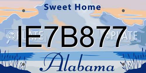 IE7B877 Alabama License Plate