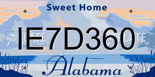 IE7D360 Alabama License Plate