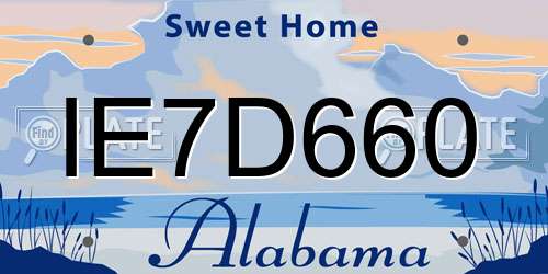 IE7D660 Alabama License Plate