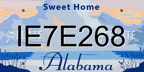 IE7E268 Alabama License Plate