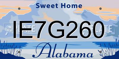 IE7G260 Alabama License Plate