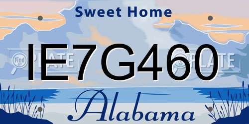 IE7G460 Alabama License Plate