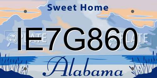 IE7G860 Alabama License Plate