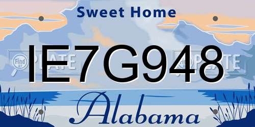 IE7G948 Alabama License Plate