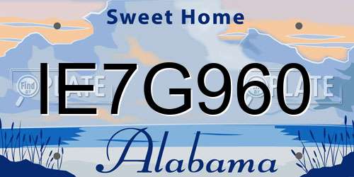 IE7G960 Alabama License Plate