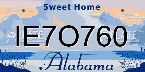 IE7O760 Alabama License Plate