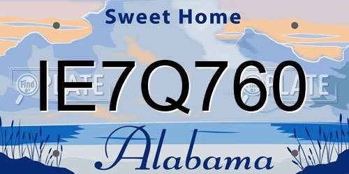 IE7Q760 Alabama License Plate