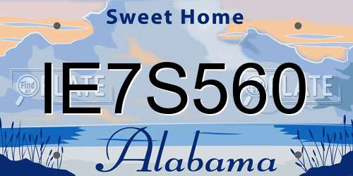IE7S560 Alabama License Plate