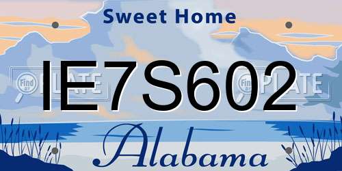 IE7S602 Alabama License Plate
