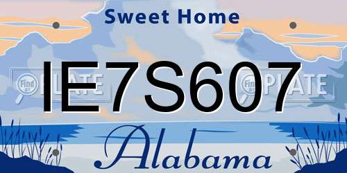 IE7S607 Alabama License Plate