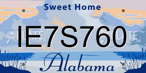 IE7S760 Alabama License Plate